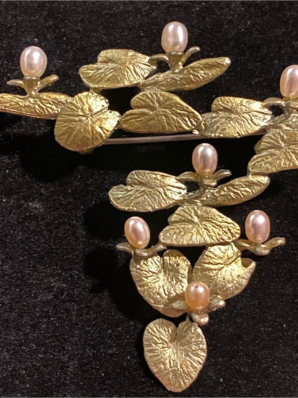 Michael Michaud Water Lily Pad Pearl Brooch